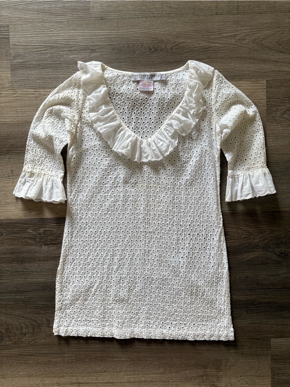 Gretchen Scott White Eyelet Cotton Tunic Dress XS